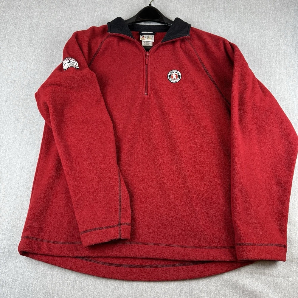 Vintage Walt Disney World Sweatshirt Mens Medium Red Black Fleece Pullover 70s‎